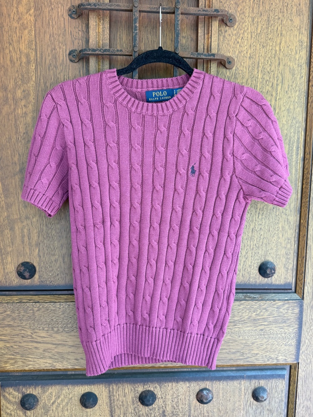 Polo by Ralph Lauren Purple Women’s Short-Sleeve Cable Knit Sweater Size S